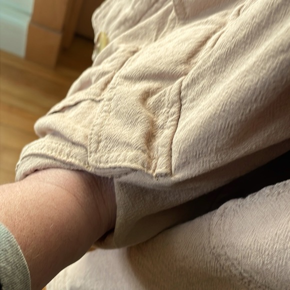 American Eagle 🦅 Beige Cotton Button Down Lightweight Bomber Jacket, Size L - Picture 6 of 16